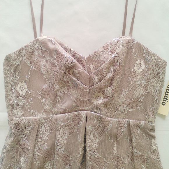 ~Metallic Mauve Lace Sweetheart Cocktail Sheath 8 Mini Dress Jill Stuart Studio - Picture 6 of 8